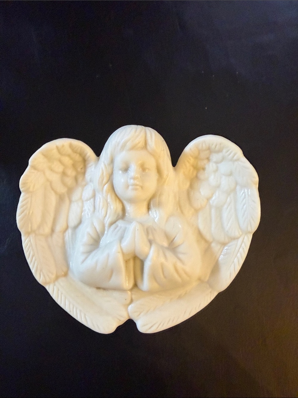 Vintage Bisque Porcelain Praying Angel Trinket Box with Lid